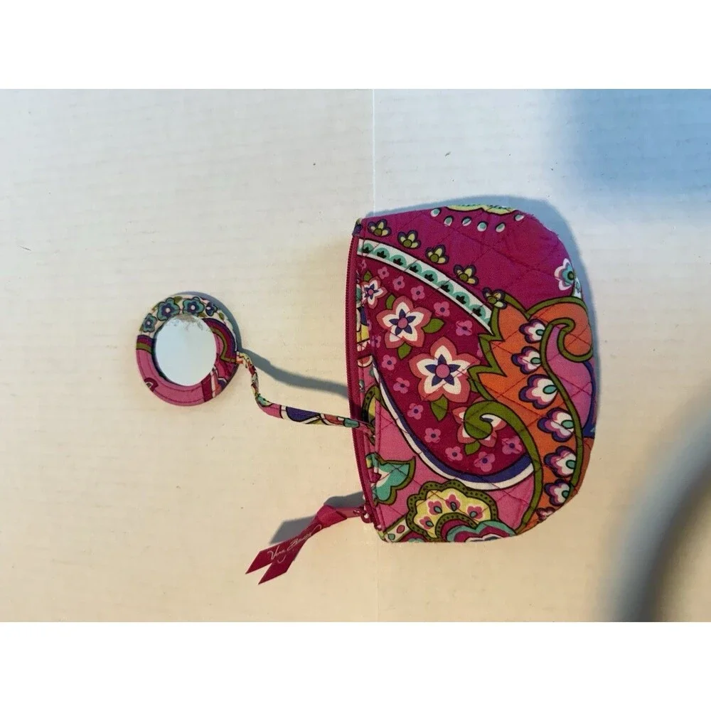Vera Bradley Set‎ Of Two Makeup Travel Bags Floral Vibrant Quilted Fabric $8 Ea